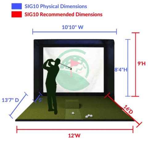 Recommended home golf simulator dimensions