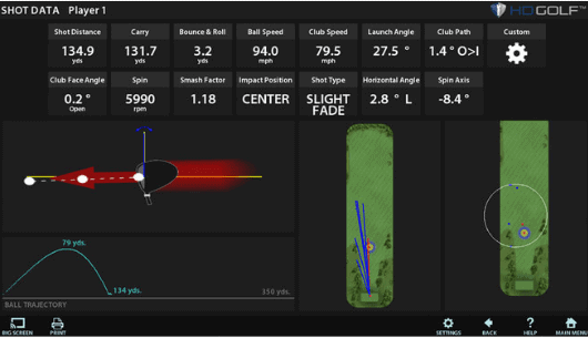 HD GOLF SIMULATOR SHOT DATA