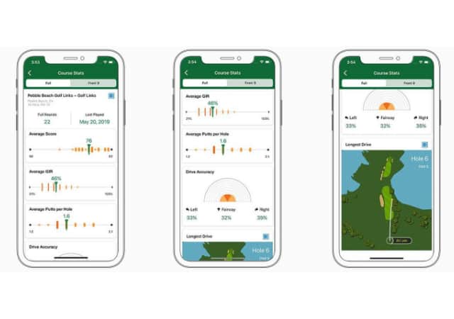 Garmin Golf App Interface on white background