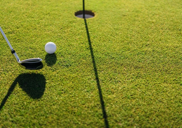 Golf ball to the hole.