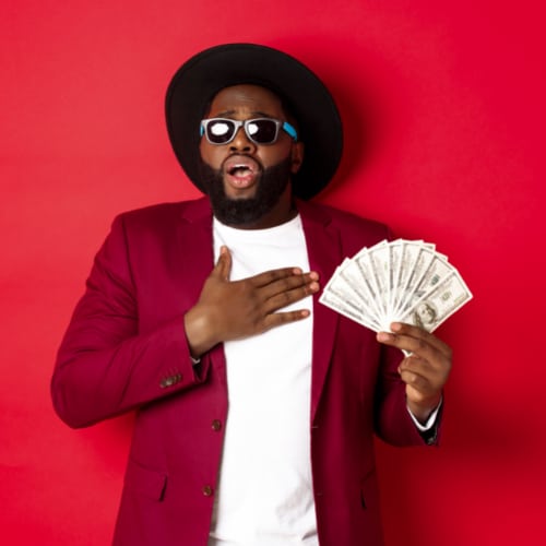 Man holding dollar bills